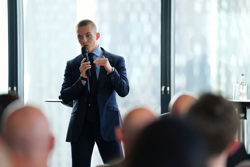 Josh Thomas giving speech