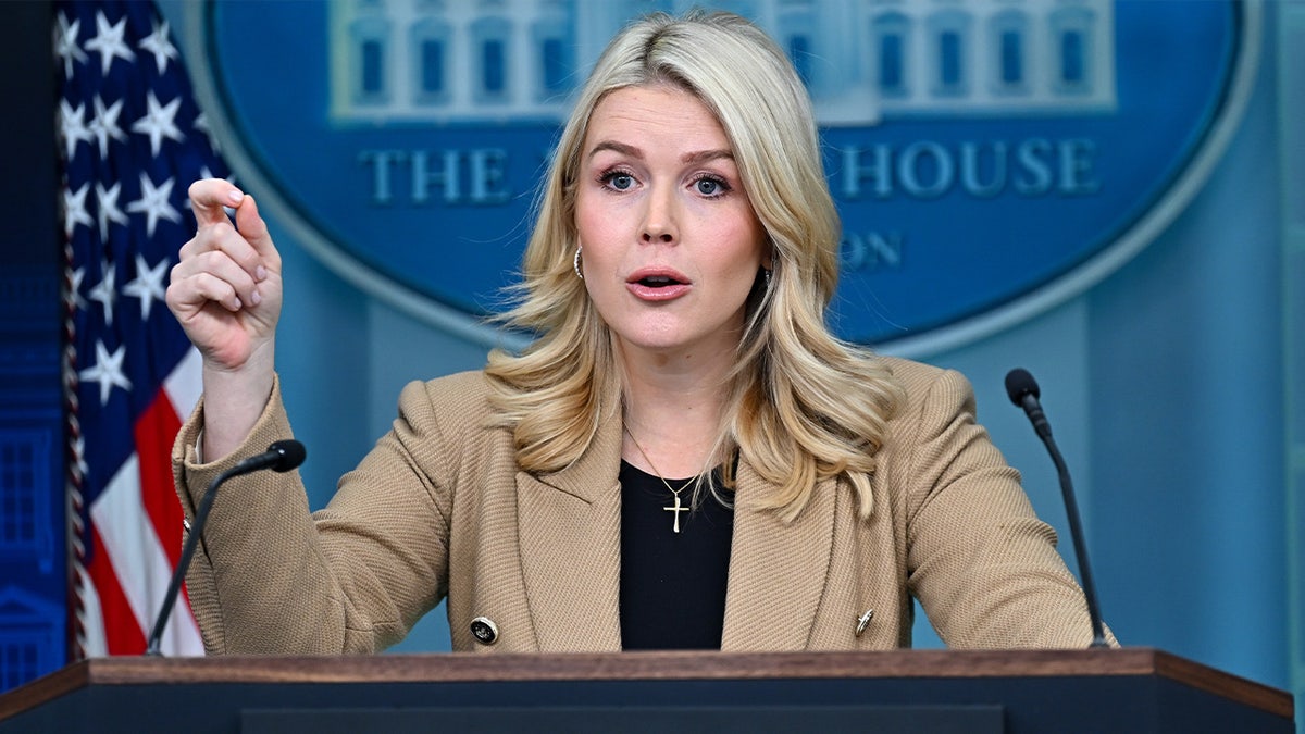 Karoline Leavitt speaking during press conferencence