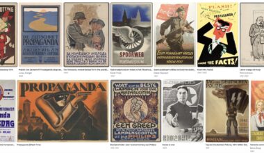 a screenshot of a search on The Last Museum for artworks in museum collections relating to propaganda posters