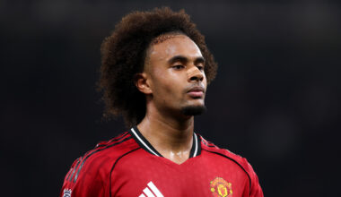 MANCHESTER, ENGLAND - DECEMBER 04: Joshua Zirkzee of Manchester United during the Premier League match between Manchester United and West Ham United at Old Trafford on December 04, 2025 in Manchester, England. (Photo by Justin Setterfield/Getty Images)