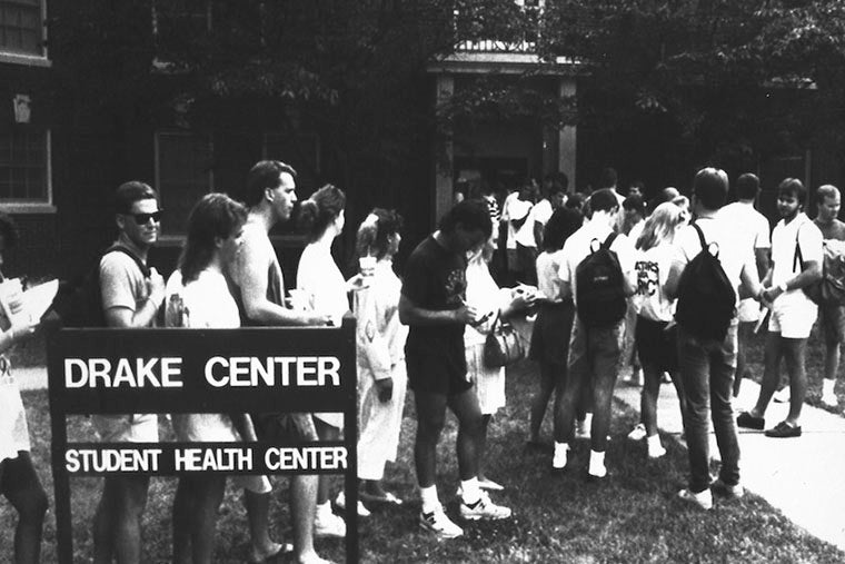College students stand in line for measles vaccinations at Georgia’s Auburn University in April 1989 - the year of the last major measles outbreak in the US - until today