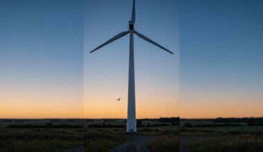 bat in flight below wind turbine rotor zone at dusk, bat mating wind turbines, six german wind