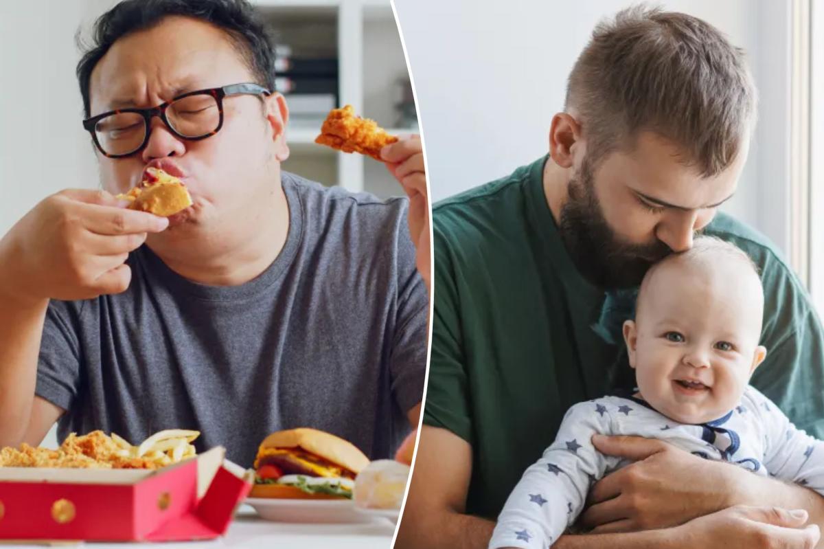 Baby has fat thighs and jelly belly? Dad's diet may be to blame