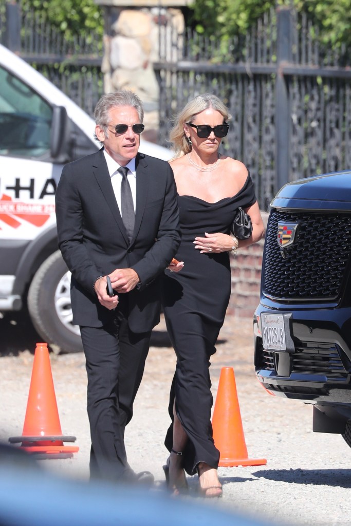 Ben Stiller and Christine Taylor attends as Jordyn Woods and Karl-Anthony Towns tie the knot during an intimate, star-studded wedding ceremony in Malibu, California. 