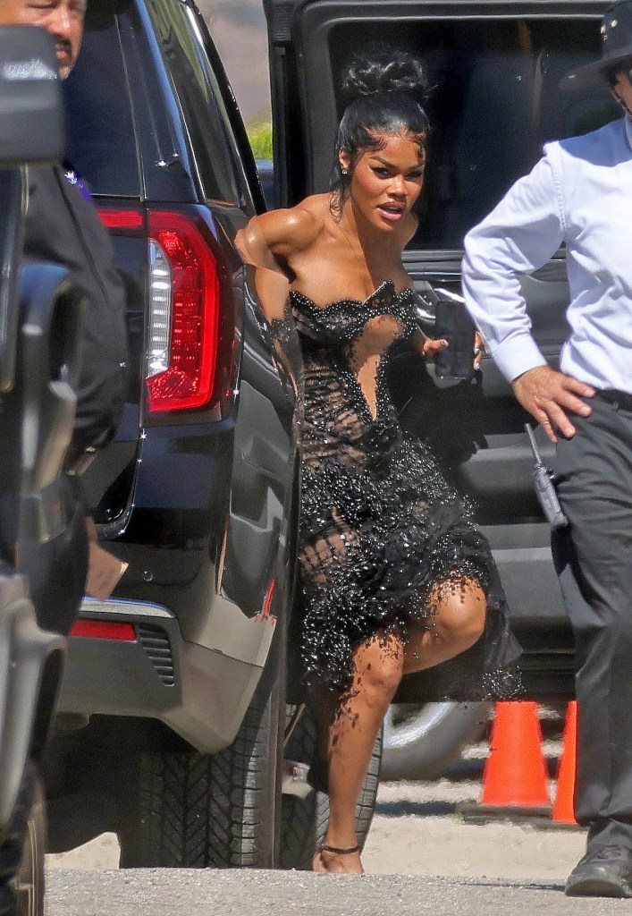 Teyana Taylor attends as Jordyn Woods and Karl-Anthony Towns tie the knot during an intimate, star-studded wedding ceremony in Malibu, California. 