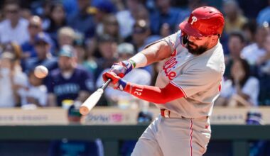 Schwarber ties Howard with Phillies record fourth 40-HR season
