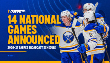 Sabres to appear on 14 national broadcasts in 2026-27