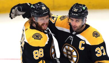 David Pastrnak asks Patrice Bergeron for 'one more year' with the Bruins