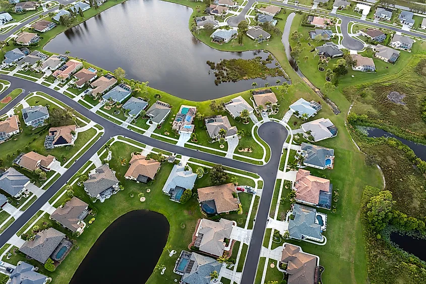 Residential homes in a suburban development in North Port, Florida.