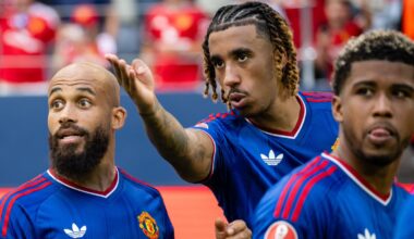Bryan Mbeumo (left) scored the winning goal for Manchester United against Atletico Madrid in the Snapdragon Cup