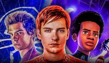 Andrew Garfield, Tobey Maguire and Miles Morales as Spider-Man.