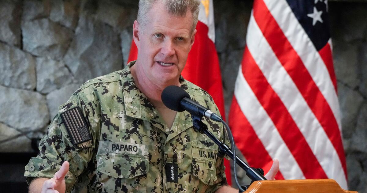 Top U.S. admiral warns against coercion, says no nation will dominate Indo-Pacific