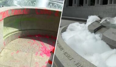 World War II Memorial vandalized, fountain full of bubbles – NBC4 Washington