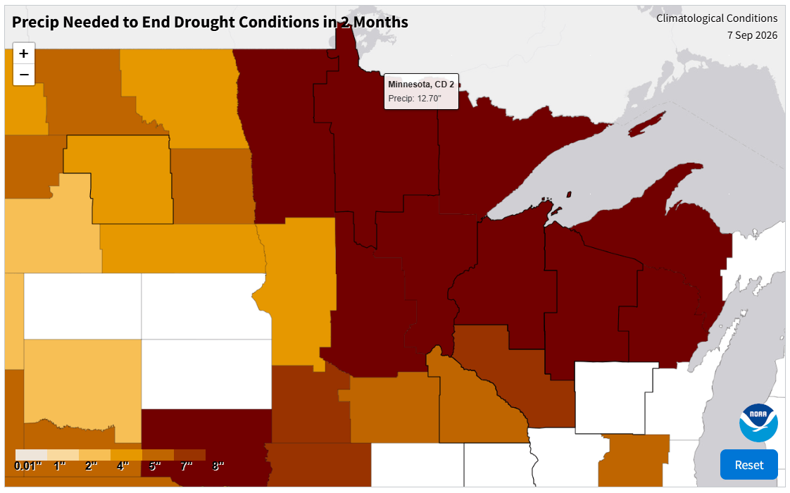 Precipitation needed to end drought conditions in two months