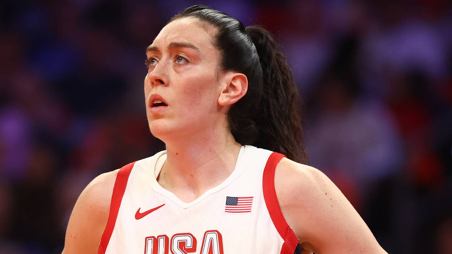 Jul 20, 2024; Phoenix, AZ, USA; USA Women's National Team forward Breanna Stewart (10) during the WNBA All Star game at Footprint Center. Mandatory Credit: Mark J. Rebilas-USA TODAY Sports