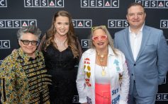 Nora Kroll-Rosenbaum, SESAC's Erin Collins, Laura Karpman and SESAC's Scott Jungmichel at the 2026 SESAC Film & Television Composer Awards at the Casa del Mar in Santa Monica, Calif., on Wednesday (June 3).