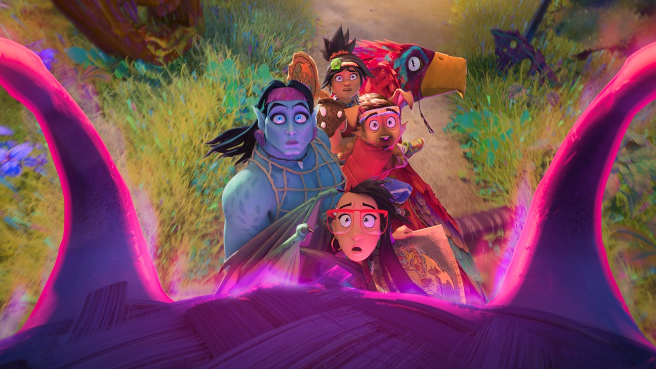 (from front) Raissa (Liza Soberano), Prince Mermahn (Kevin McCann), Raww (Dave Franco) and Jo (H.E.R.) in DreamWorks Animation’s Forgotten Island, directed by Joel Crawford and Januel Mercado.