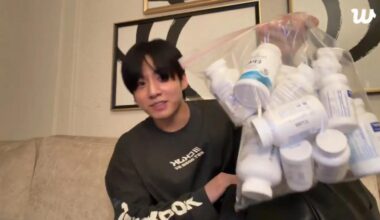 BTS member Jung Kook shows medications and supplements during a Weverse livestream. Captured from Jung Kook’s Weverse livestream