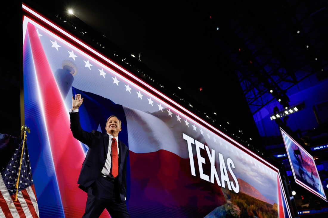 Texas Republican Senate candidate, Texas Attorney General Ken Paxton walks on stage on the first day of the 2026 Republican National Convention on Sept. 9, 2026 in Dallas, Texas.