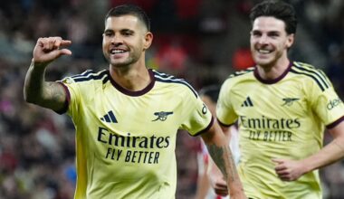 Bruno Guimaraes celebrates his goal against Sunderland