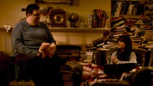 Caleb Hearon and Zooey Deschanel in "Trash Mountain"