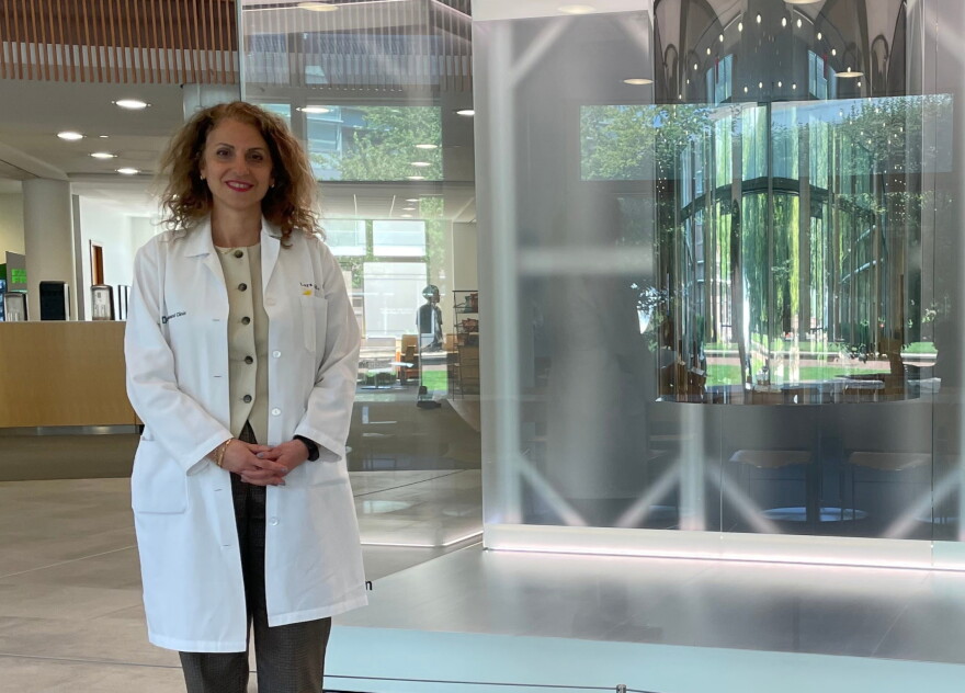 photo of dr. lara jehi and computer