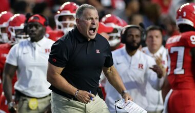 Rutgers' Greg Schiano crashes out on official after costly penalty in tough loss to USC