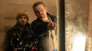 Austin Abrams and director Zach Cregger on set for 'Resident Evil' (2026)
