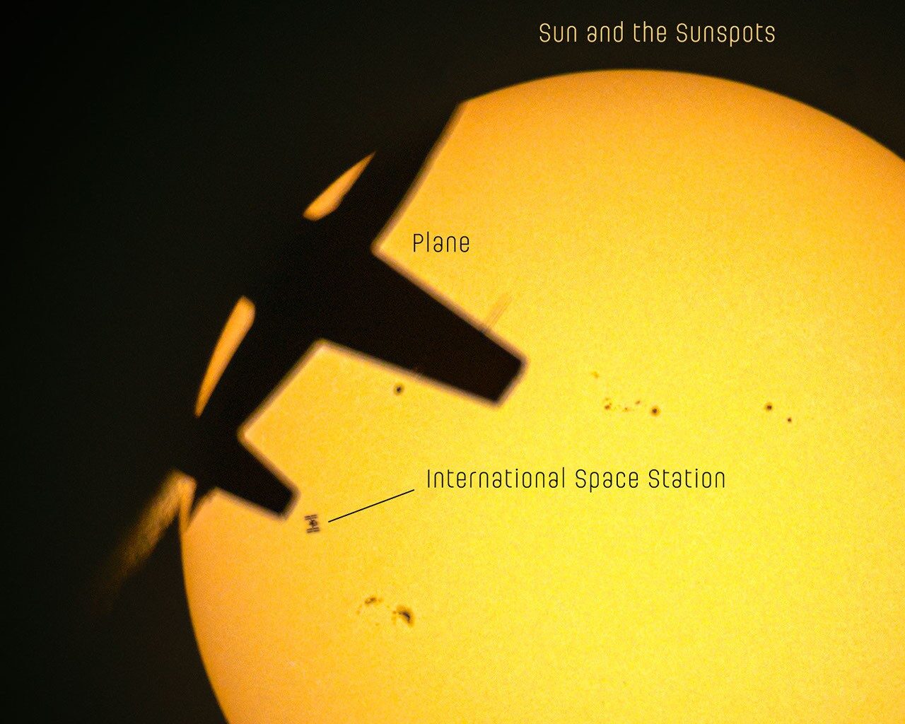 APOD: 2026 September 22 - Chance Triple Alignment: Plane, Space Station, Sun