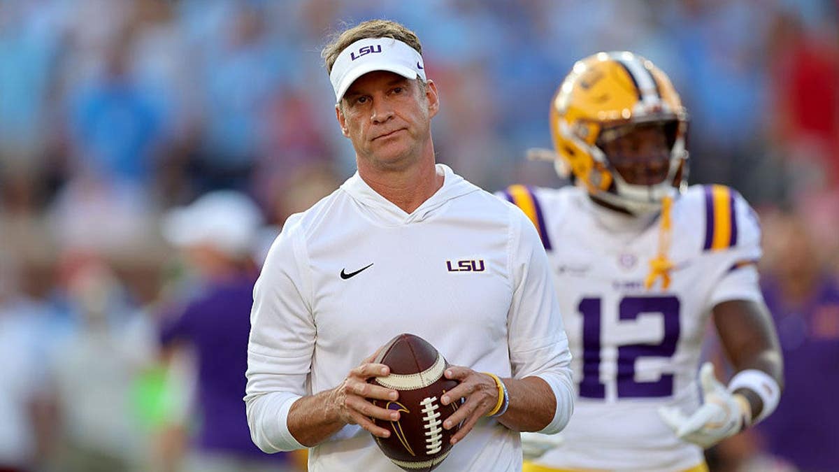 Head coach Lane Kiffin of the Louisiana State Tigers