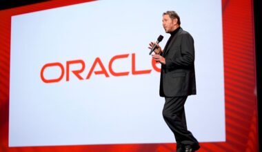 Oracle CTO Larry Ellison onstage at Oracle Open world
