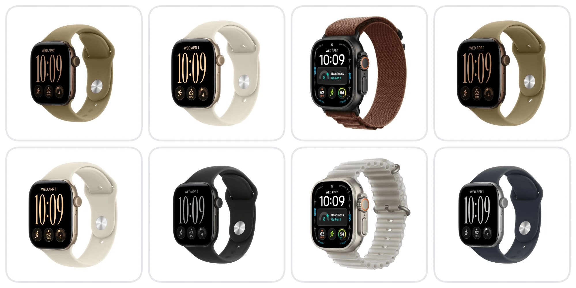 A collage of smart watches