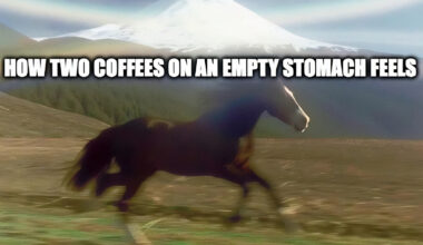 meme about two coffees on an empty stomach