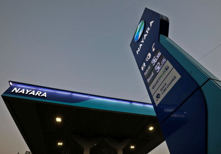A Nayara fuel station on the outskirts of Ahmedabad, India, November 16, 2022