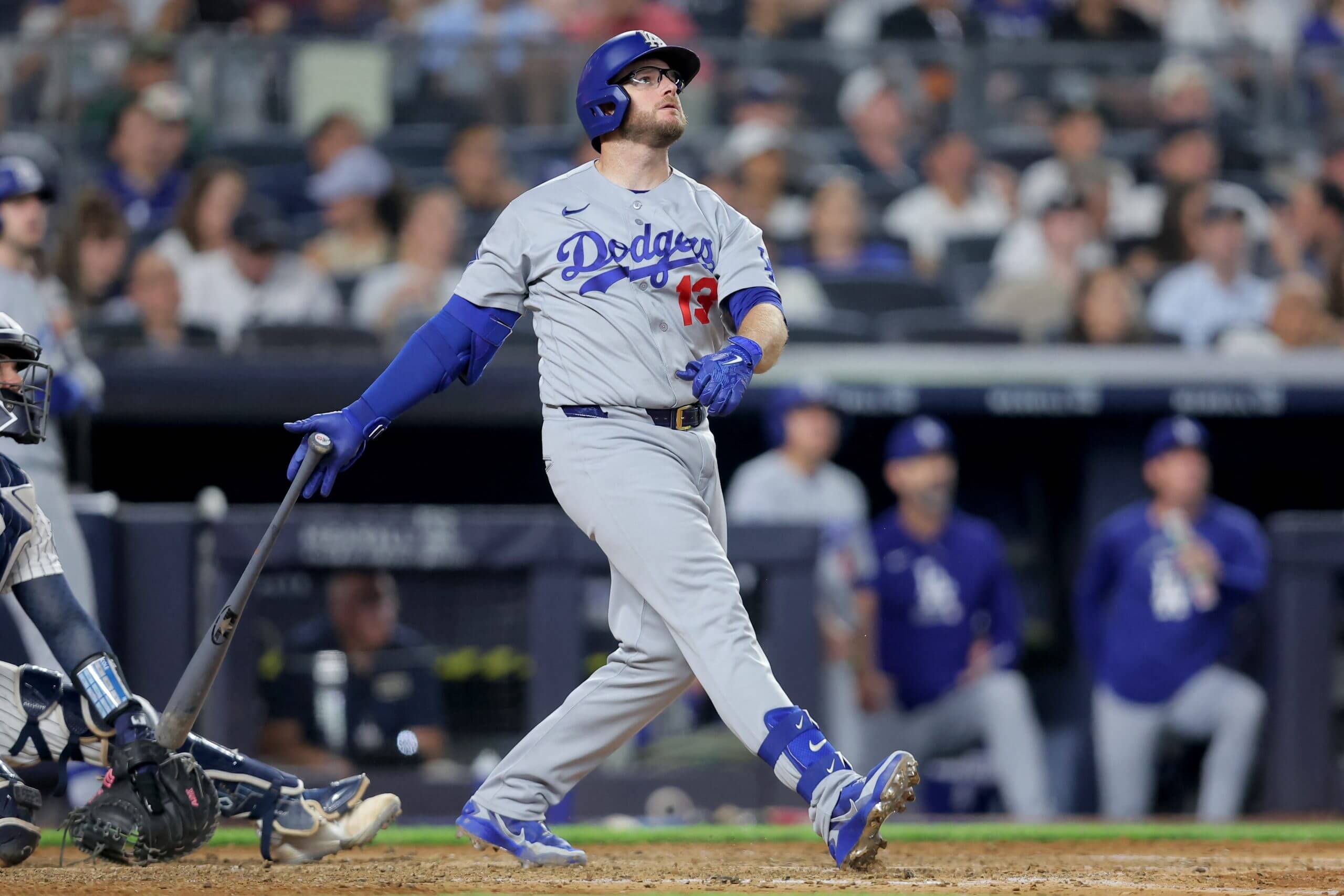 Los Angeles Dodgers third baseman Max Muncy hits a two run home run.