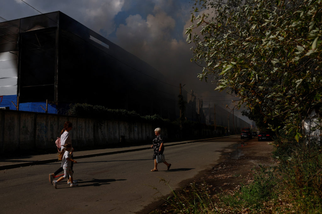 Aftermath of a Russian drone attack in Kyiv region
