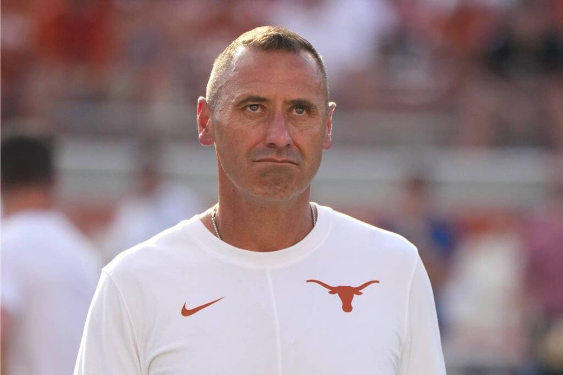 Texas coach Steve Sarkisian looks on before a 2026 game against Ohio State.
