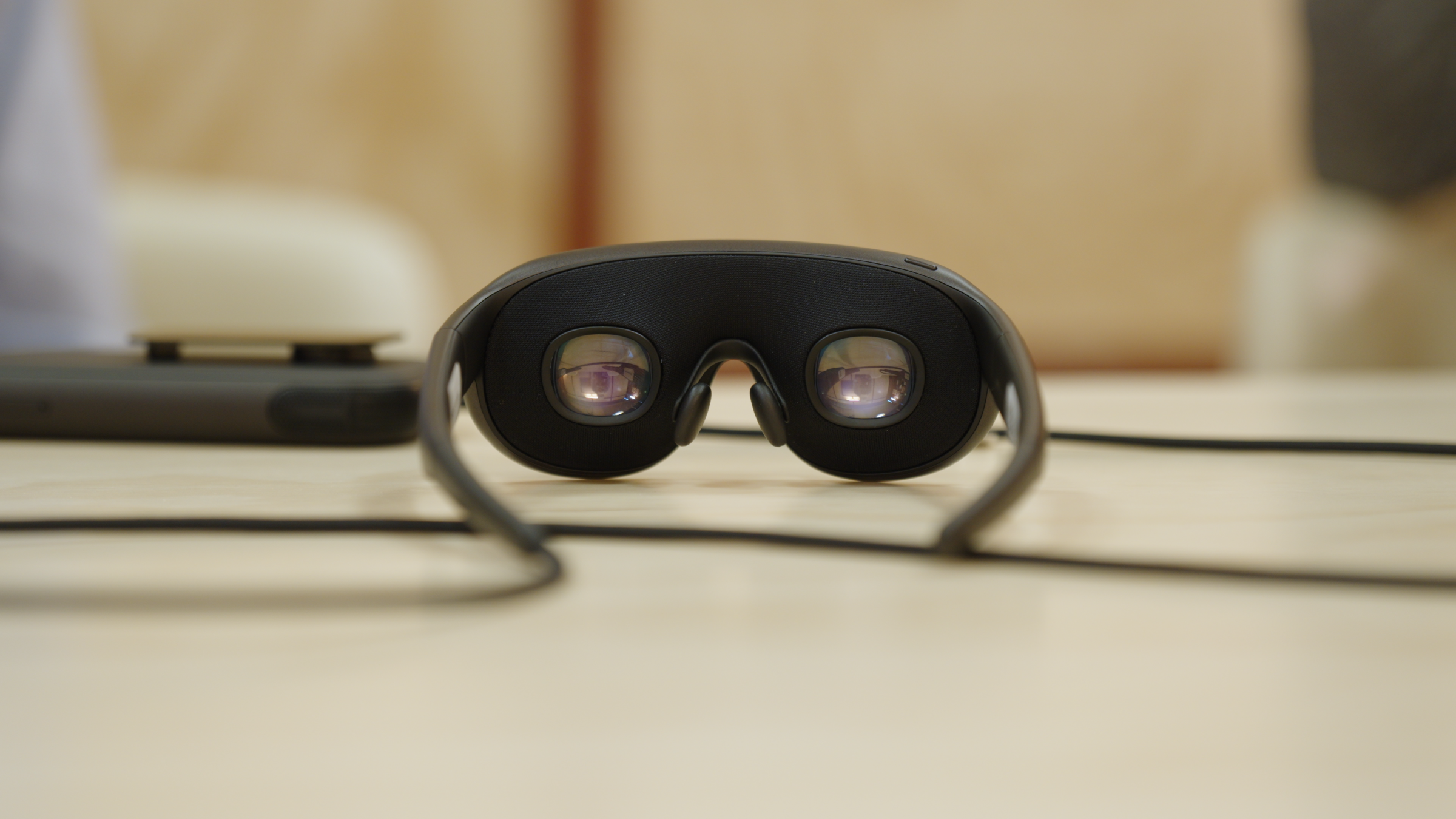 A photo of the Meta VR Glasses, showing the lenses.