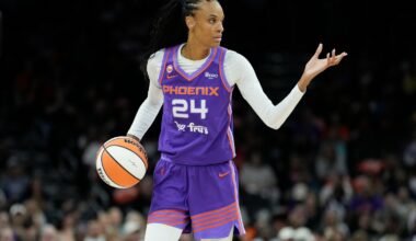 Then-Mercury forward DeWanna Bonner dribbles the ball against the Indiana Fever during a game, Thursday, July 9 at Mortgage Matchup Center in Phoenix. Bonner is now on the Atlanta Dream, who will face the Washington Mystics in the first round of the WNBA playoffs.