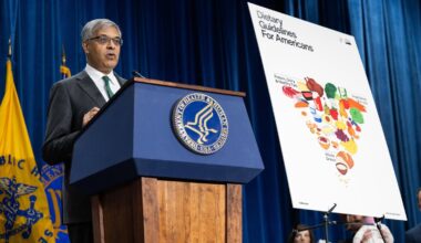 National Institutes of Health Director Jay Bhattacharya speaks at the Department of Health and Human Services headquarters in Washington, D.C., on Jan. 8, 2026. Bhattacharya reportedly refused President Donald Trump