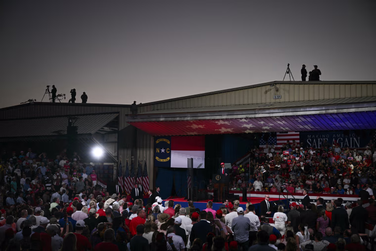 US President Donald Trump speaks at a rally 