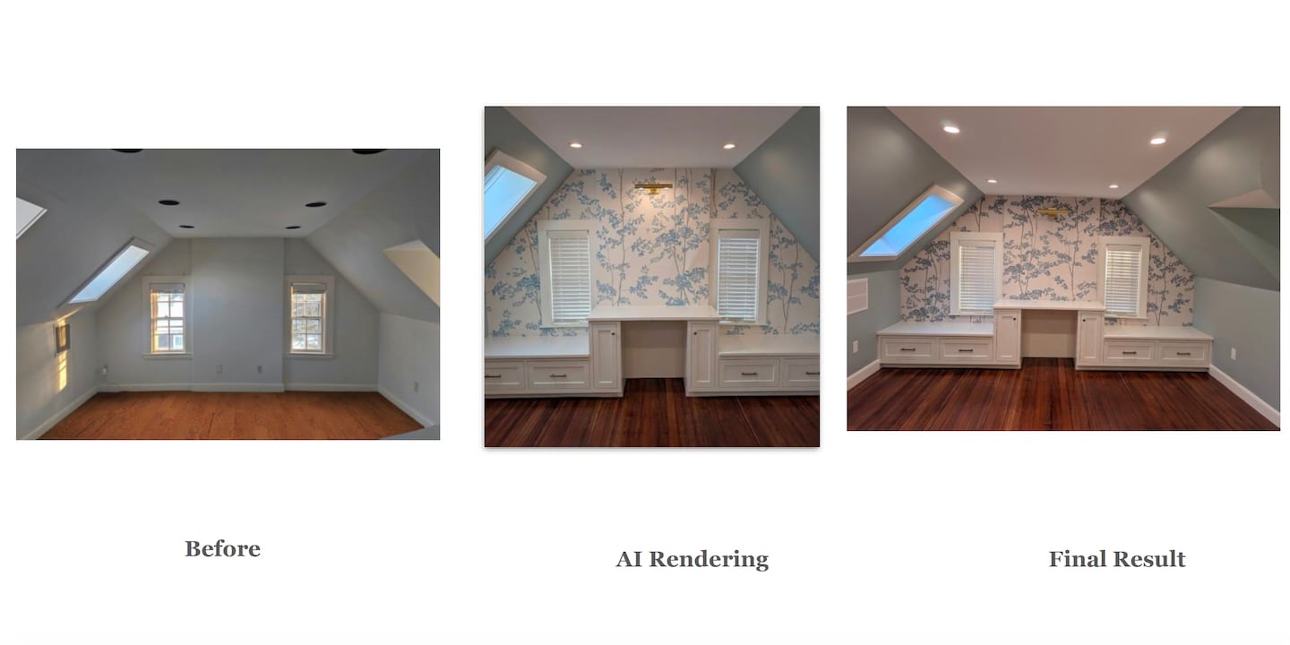Eva Barbier used AI to visualize what her office space would look like with the wallpaper her designer suggested.