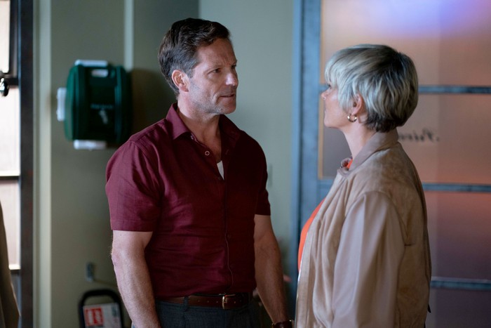 573146,TITLE:Eastenders Nicola glares at Ned in a scene from EastEnders