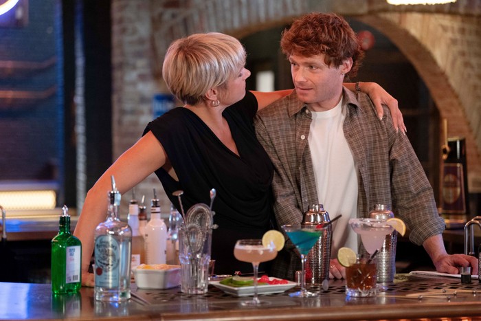 573181,TITLE:Eastenders Nicola wraps her arm around Ryder in a scene from EastEnders