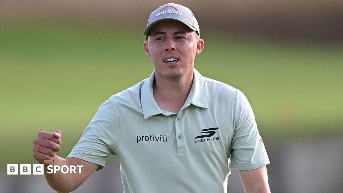 Matthew Fitzpatrick celebrating his win at the 18th green