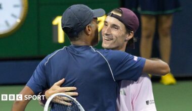 Joe Salisbury (right) hugs doubles partner Rajeev Ram