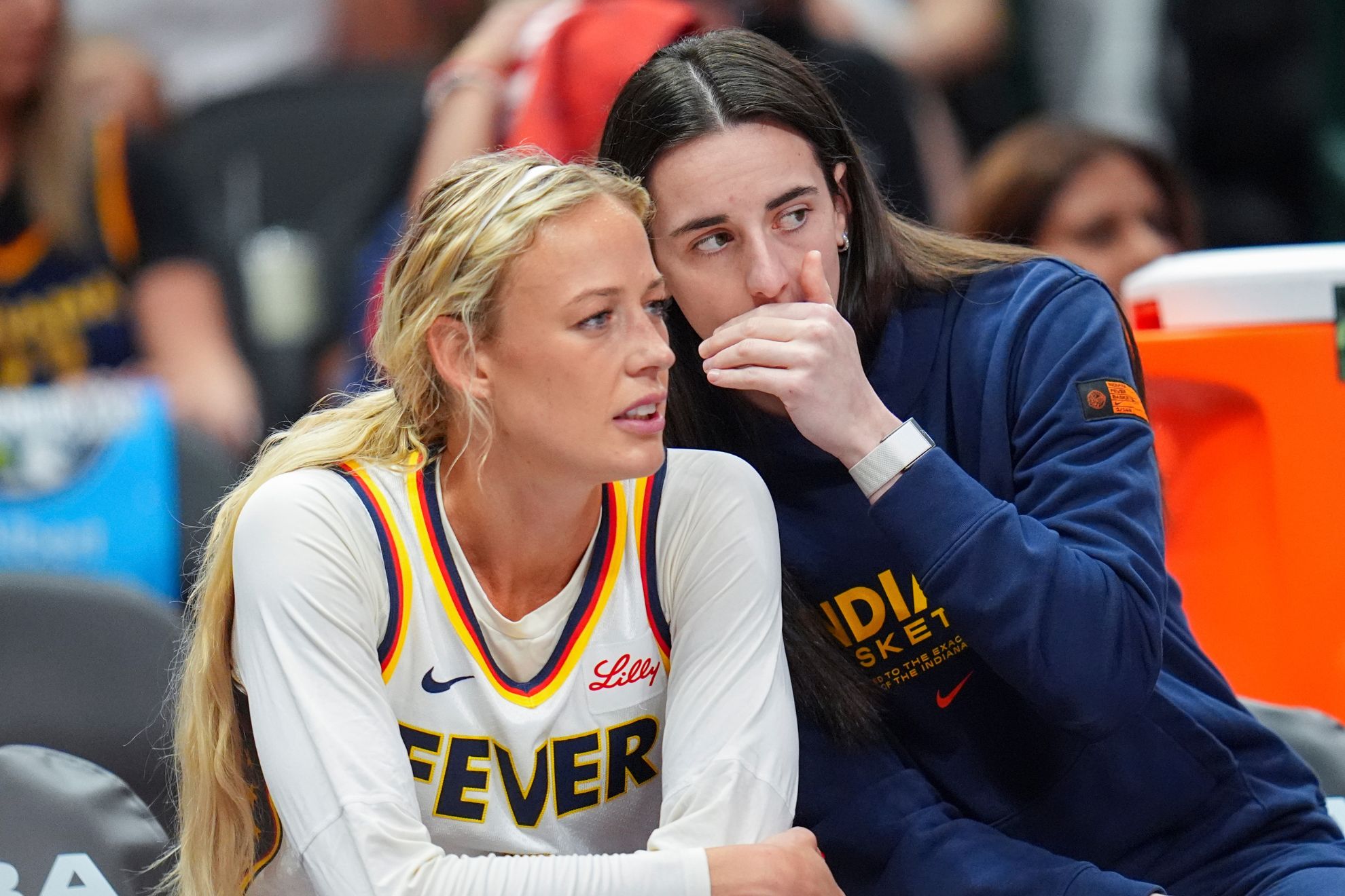 Sophie Cunningham lightens Caitlin Clark's bench time with a moment that had the Fever fired up to start the game