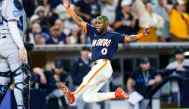 Padres blast Marlins to draw even in wild-card race