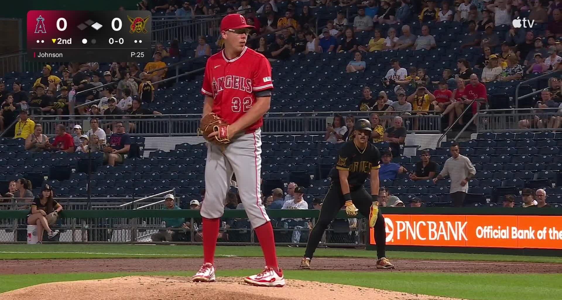 Jones throws 6 strong innings, Mangum doubles in run in Pirates' 1-0 win over Angels