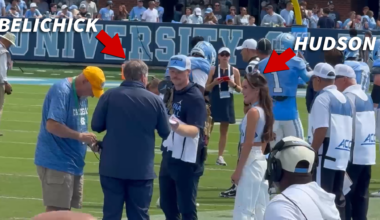 Bill Belichick's GF Jordon Hudson Looks Giddy on Sidelines Before UNC Game